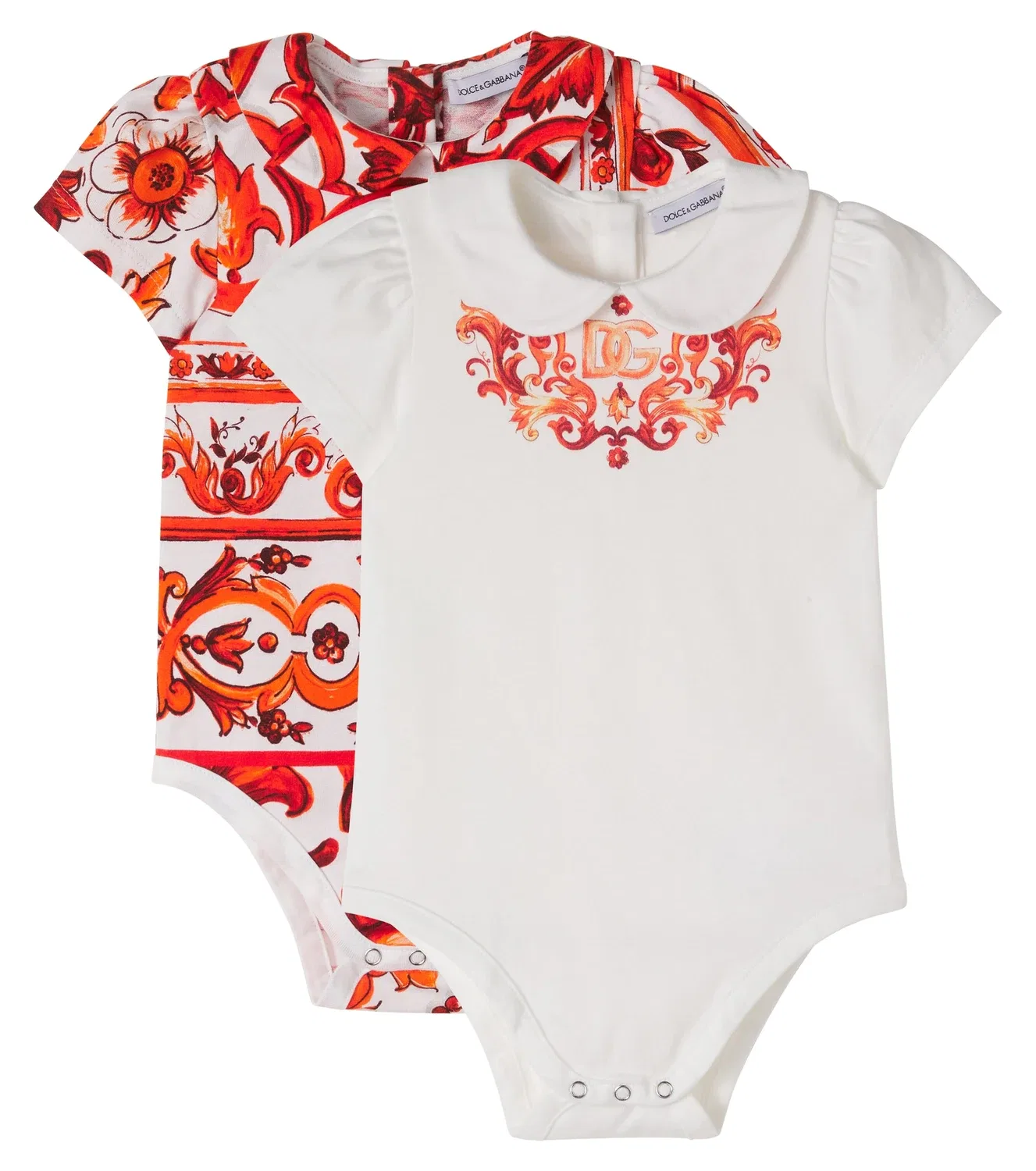 Комплект из 2 хлопковых боди Майолика Dolce&Gabbana Kids, оранжевый