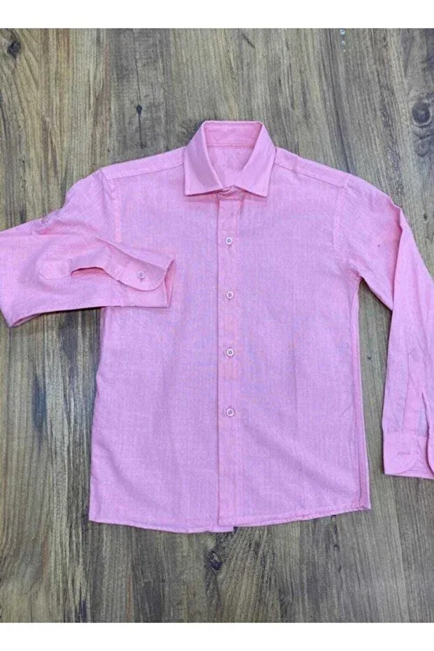 Детская рубашка для мальчиков с длинным рукавом Boy 23 april 29 october show long sleeve linen shirt with folding cufflinks Moda, Pink