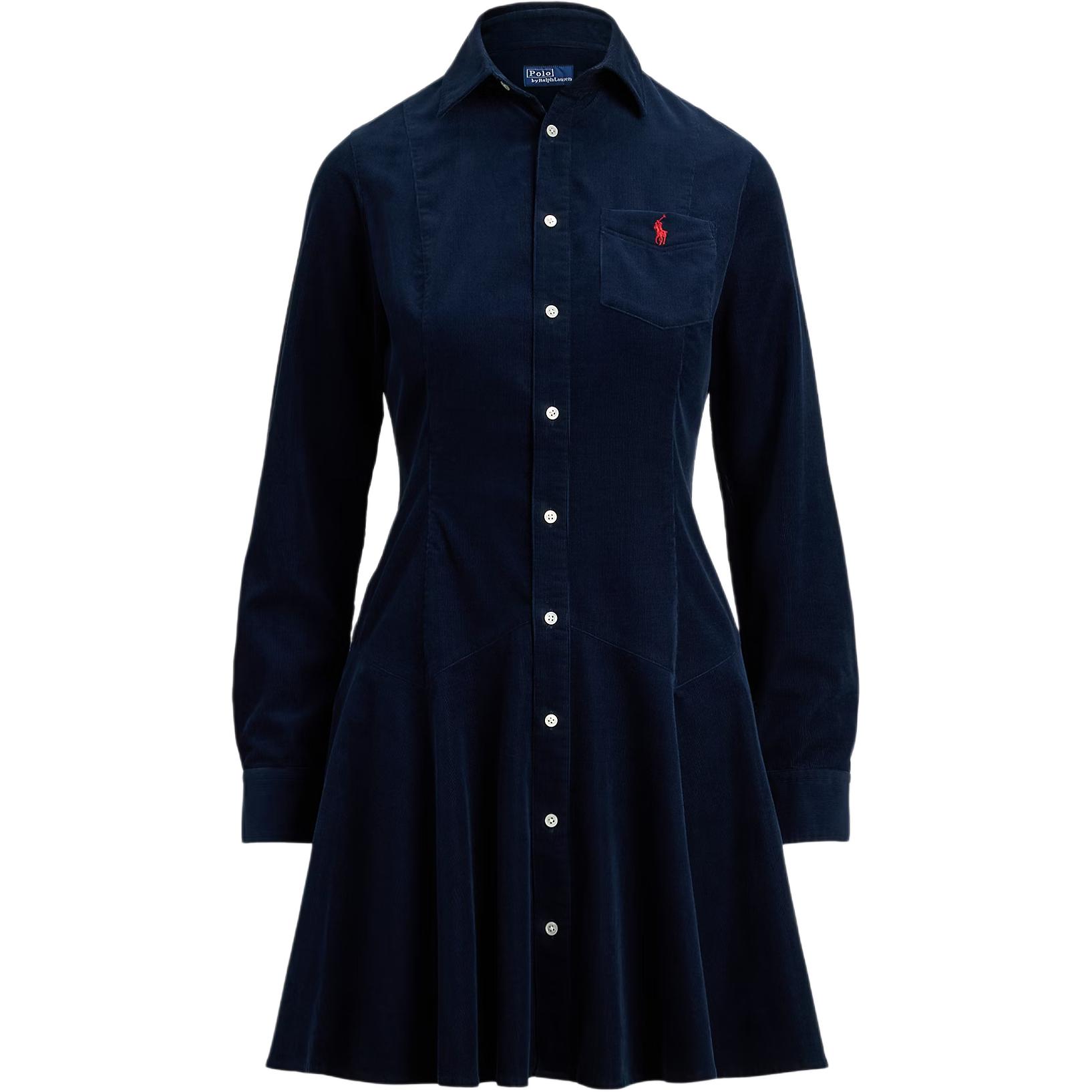 

Короткое платье-рубашка из вельвета Polo Ralph Lauren, синий