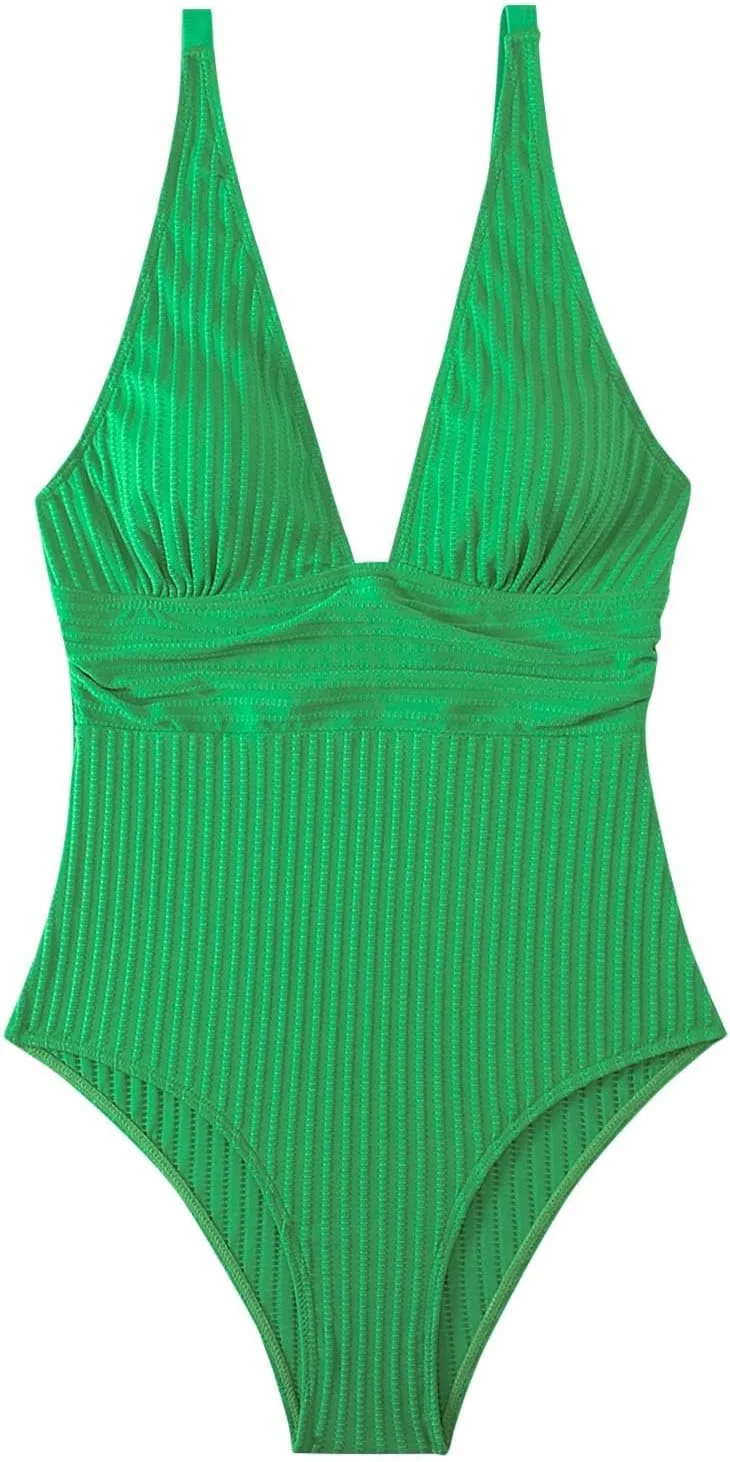 Женский слитный купальник утягивающий One Piece Swimsuit, Green