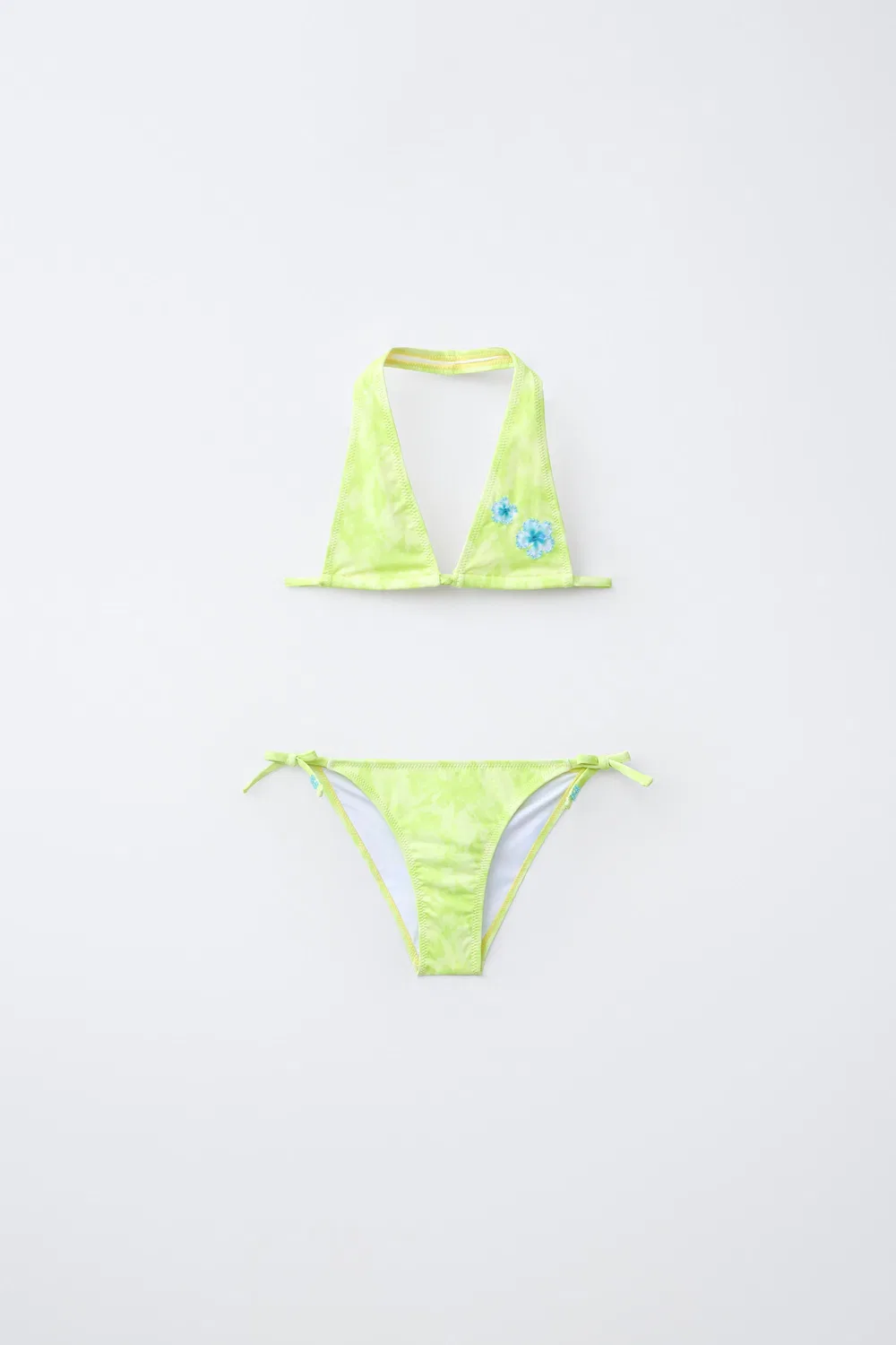 Бикини с рисунком гибискуса в стиле тай-дай, 6-14 лет ZARA, Fluorescent Lime