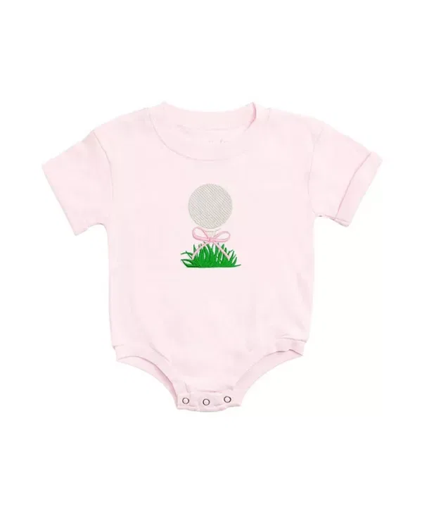 Детский комбинезон с коротким рукавом Golf Tee Bow Patch Sweet Wink, Ballet Pink