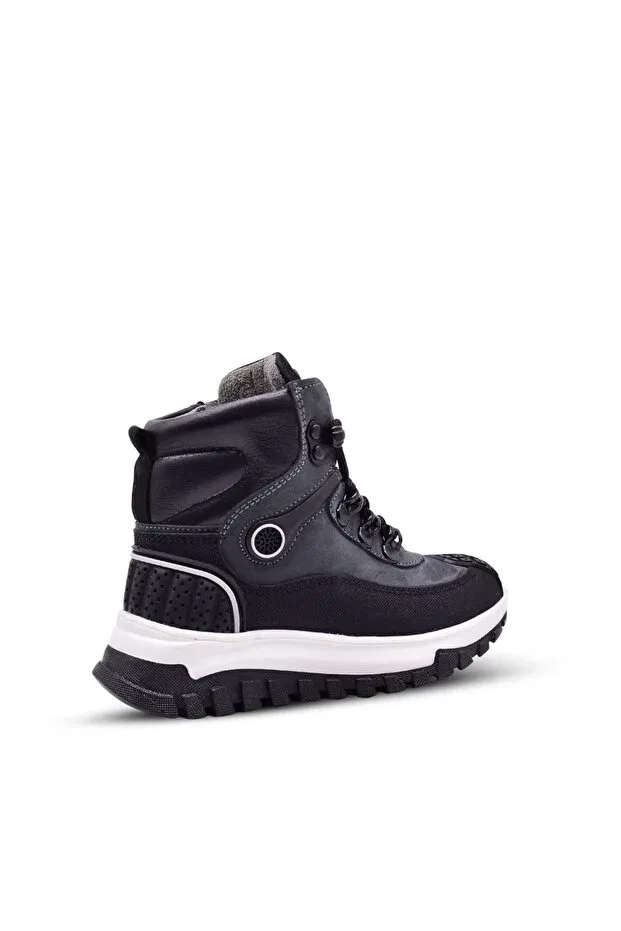 Детские ботинки для девочек кожаные с ортопедической стелькой Otto Boy's Cold Weather And Water Resistant Genuine Leather Smoked Color Winter Boots Kids A More, Smoke Grey — фото 3