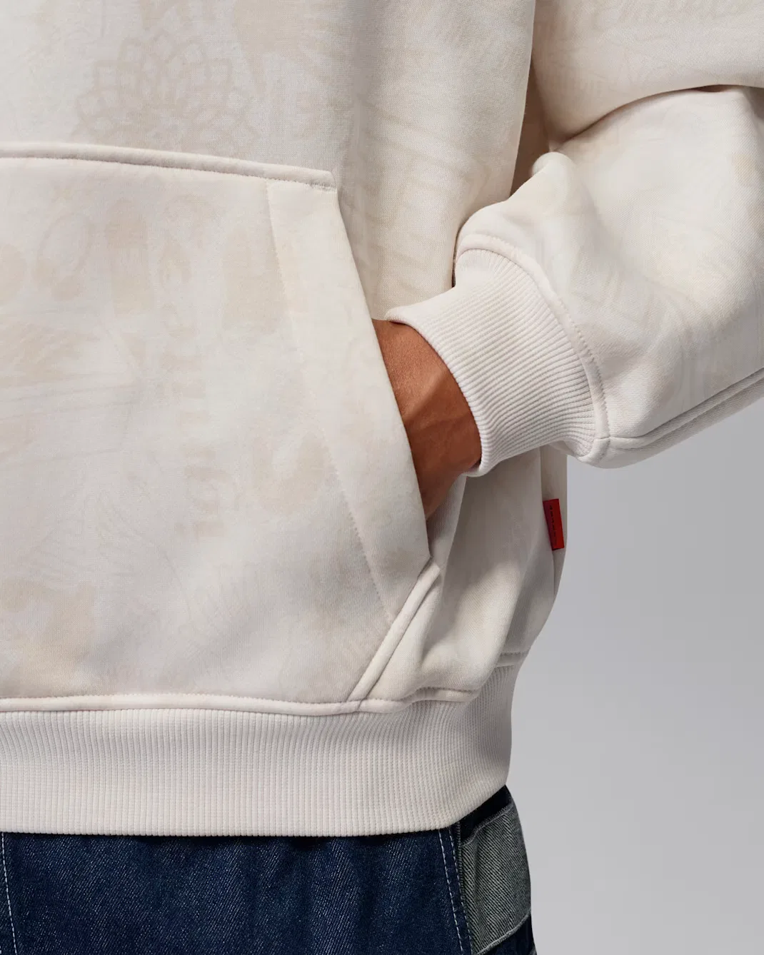 Мужская толстовка с капюшоном Jordan Brooklyn Fleece, Phantom/University Red — фото 4