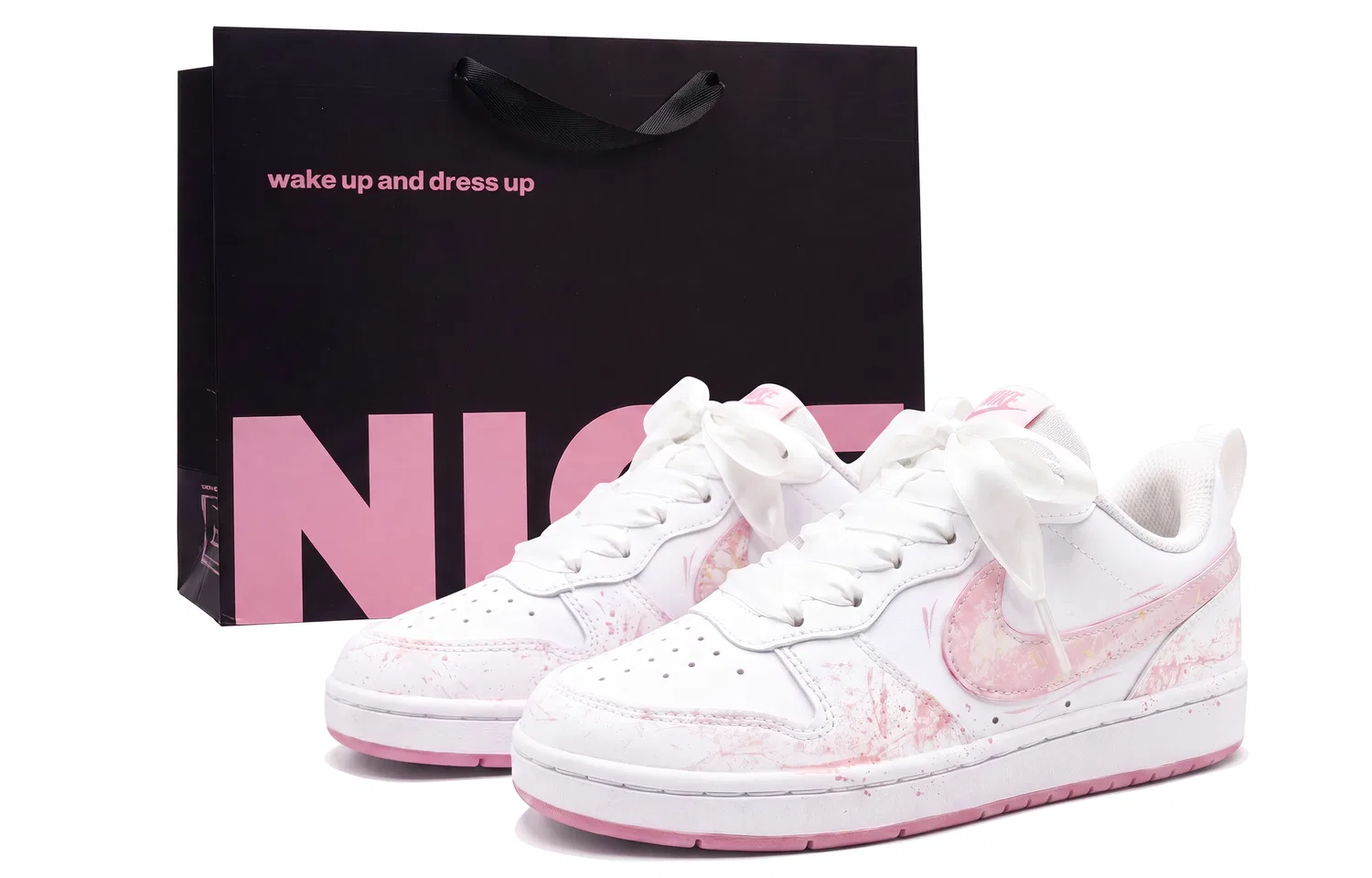 Детские кроссовки для скейтбординга с принтом Court Borough Nike, Fairy Pink-Black Pink