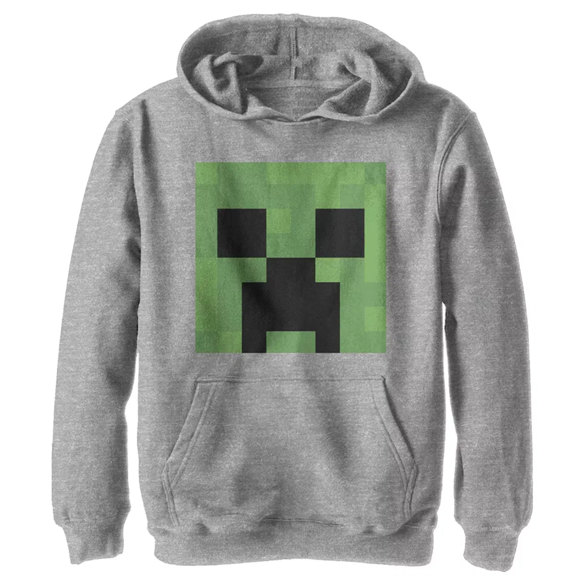 Детский худи для мальчиков с принтом Creeper Face Pull Over Hoodie Minecraft, Athletic Heather
