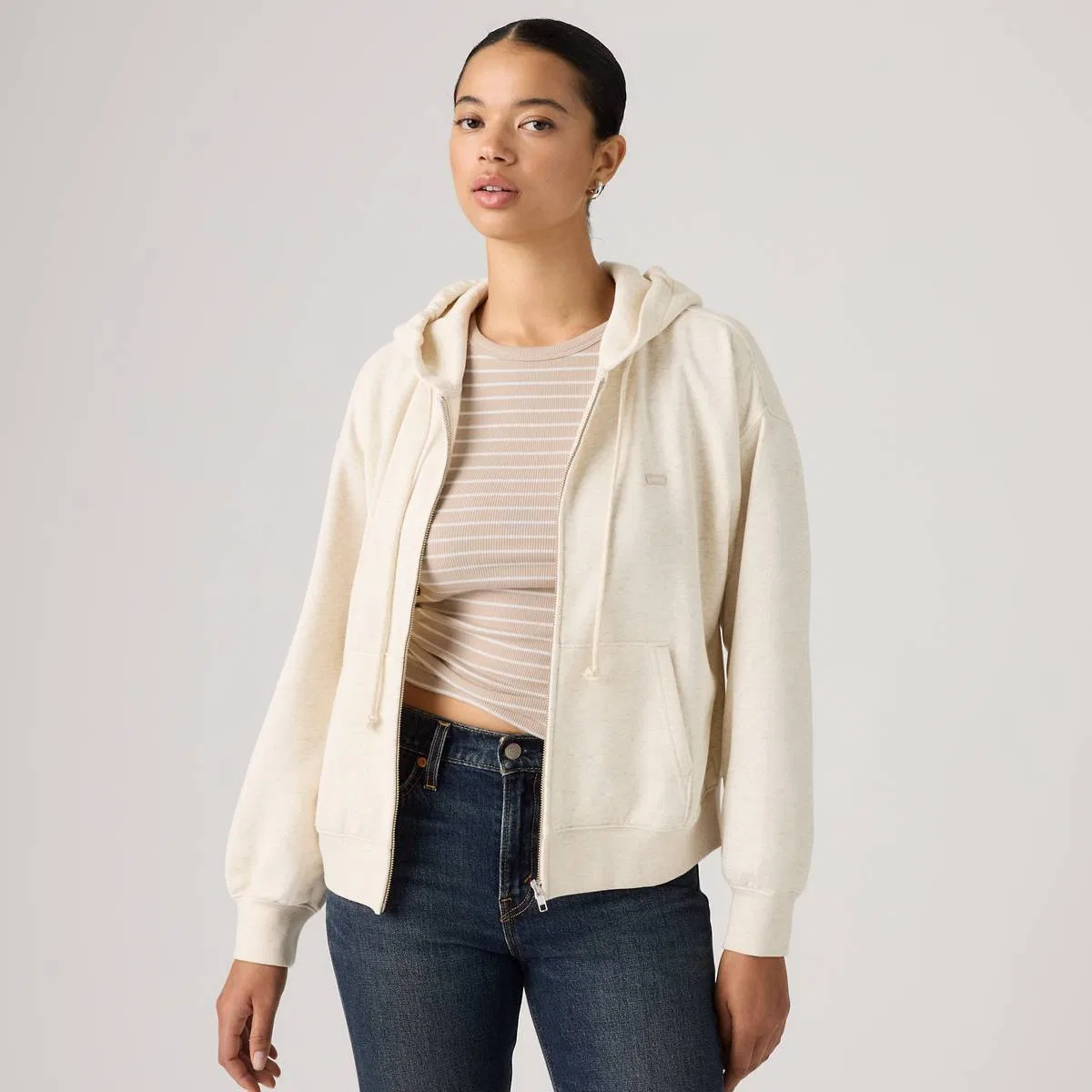 Повседневная толстовка на молнии Levi's, Oatmeal Heather - White