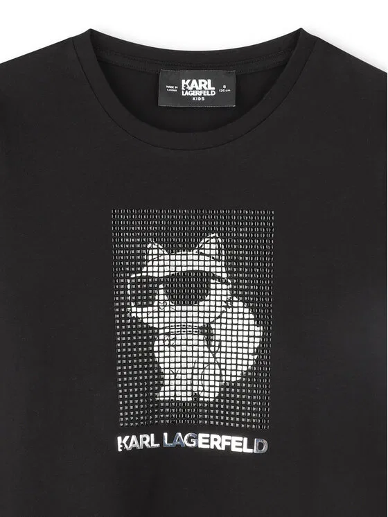 Футболка regular fit Karl Lagerfeld Kids, черный — фото 3