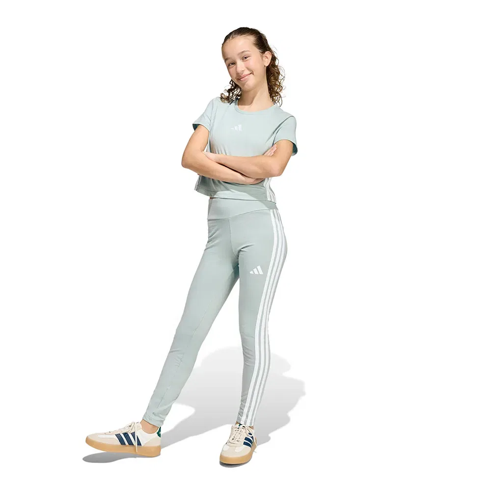 Леггинсы Adidas Essentials 3 Stripes, серый — фото 4