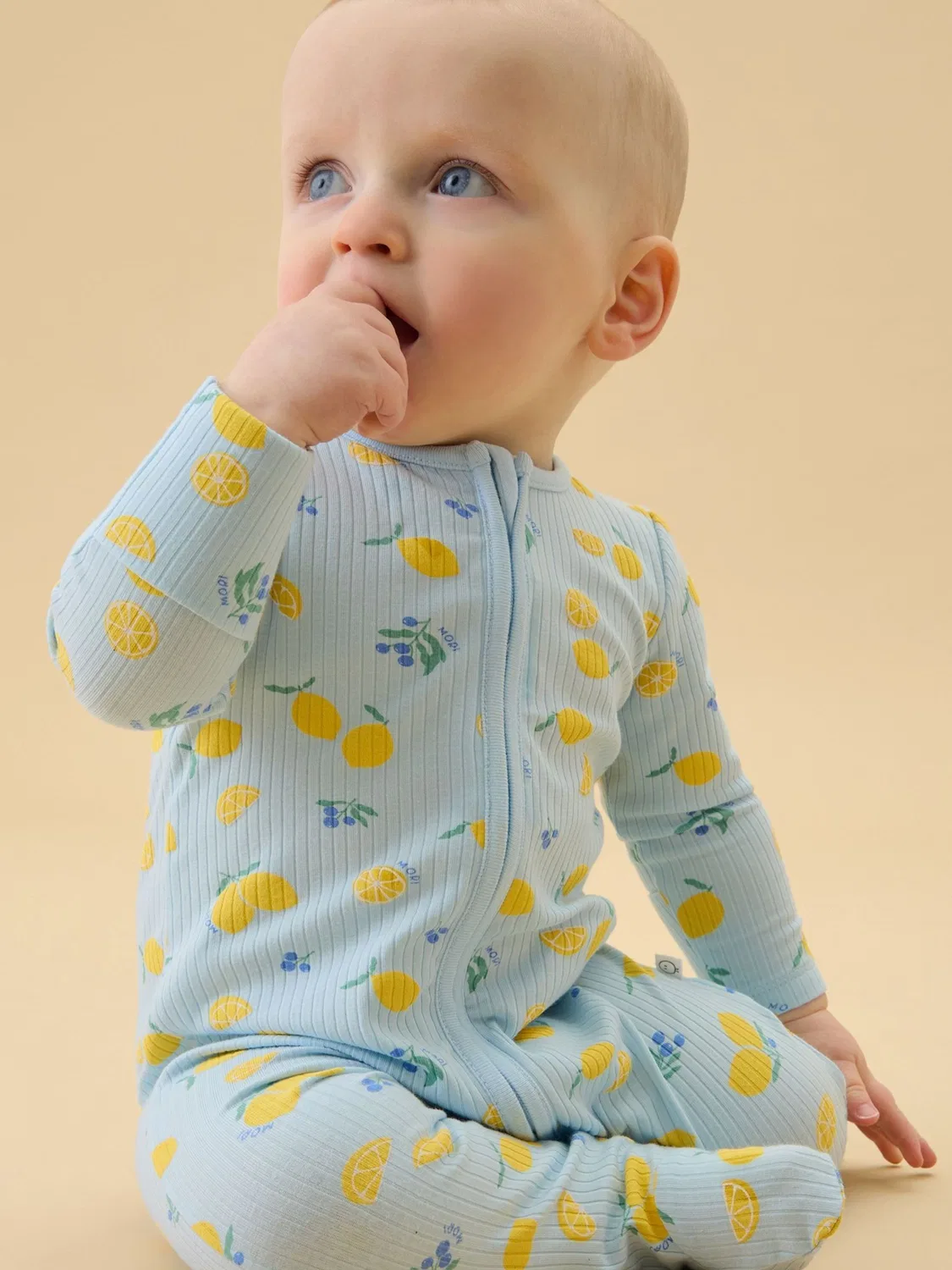 Комбинезон для сна Ribbed Lemon Lullaby Mori, синий