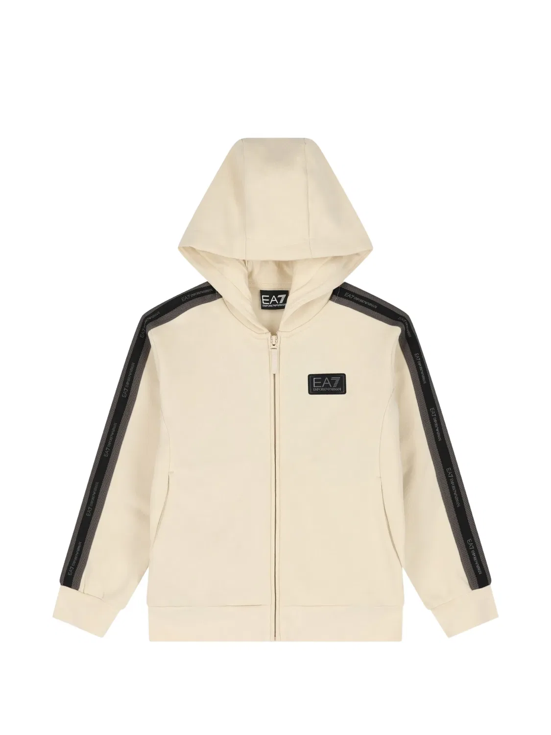 Худи с нашивкой-логотипом Ea7 Emporio Armani, нейтральные цвета — фото 3