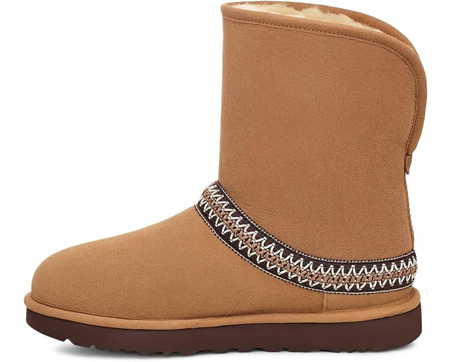 UGG Classic Short Crescent 1161770 Женские Коричневые Замшевые Шерстяные Полусапоги GBNC442 — фото 3