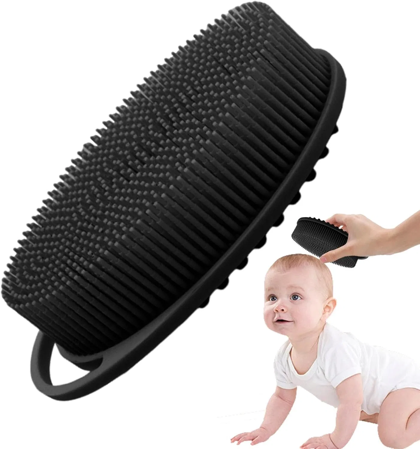 Силиконовая щетка для тела, Generisch, 13.5x8x3.5 см, Schwarz