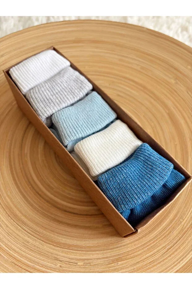 Детские носки для мальчиков хлопковые Box of 5 curved baby boy socks Cloudy, Blue — фото 2