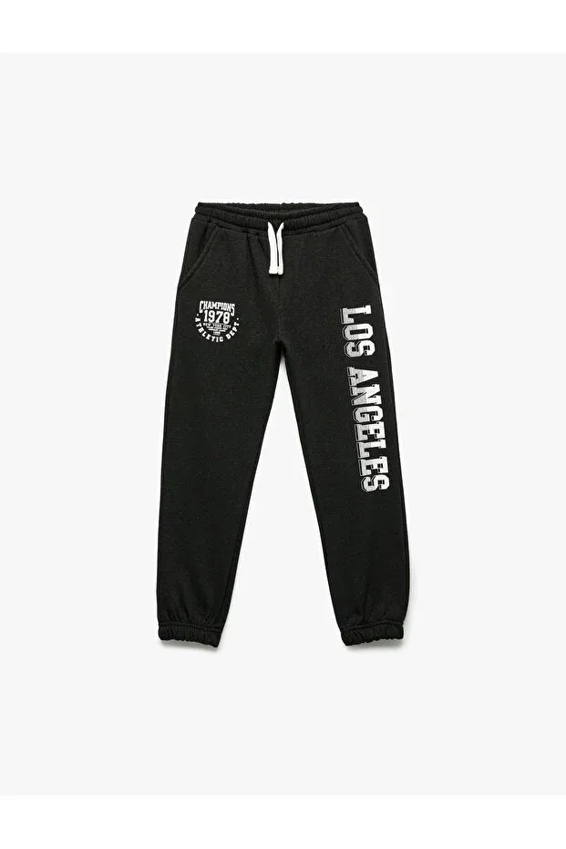 Детские спортивные штаны для мальчиков с принтом Pocket detailed hooded printed jogger sweatpants Koton, Anthracite