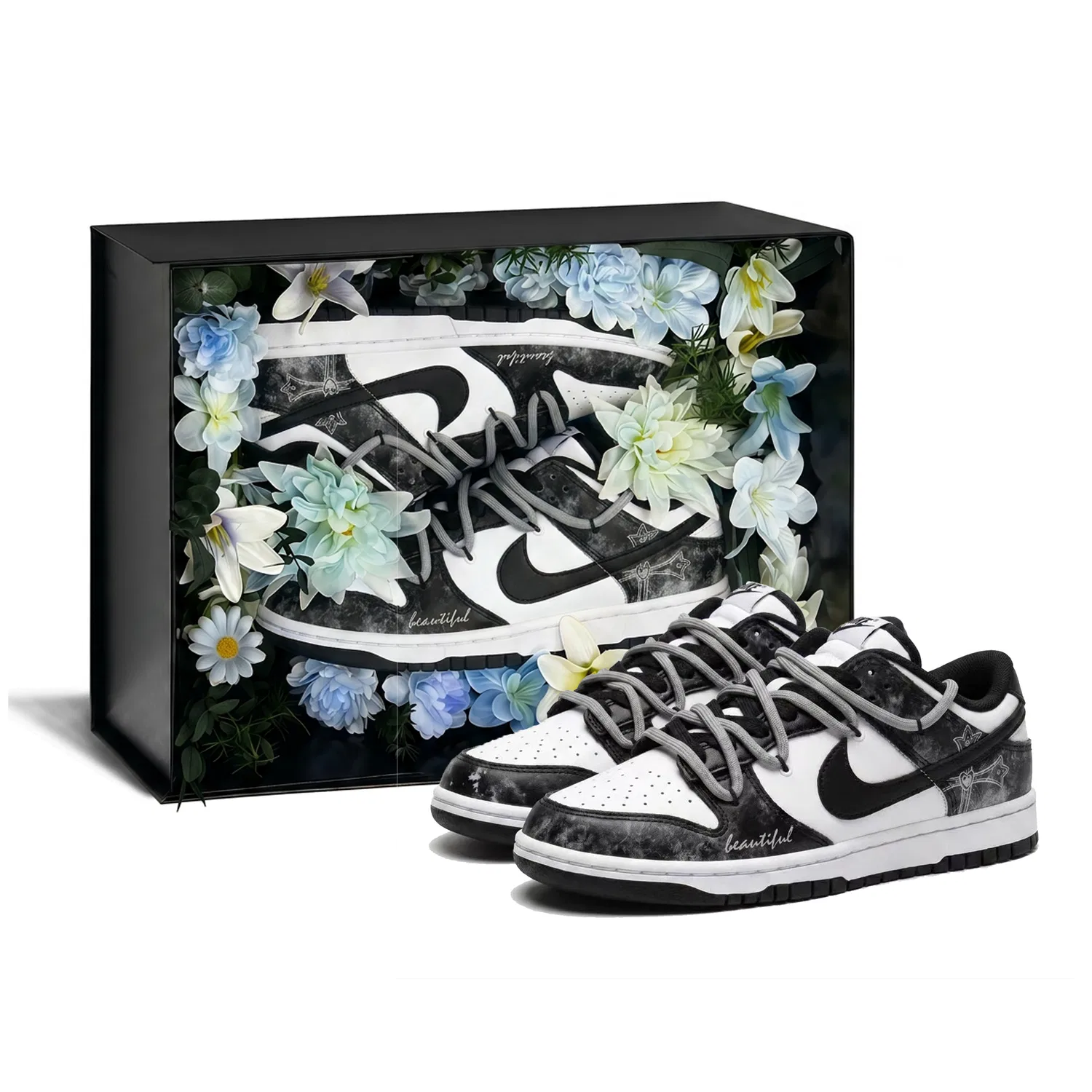 Детские кроссовки-скейтборды Nike Dunk Low Gray Black, Цвет Black