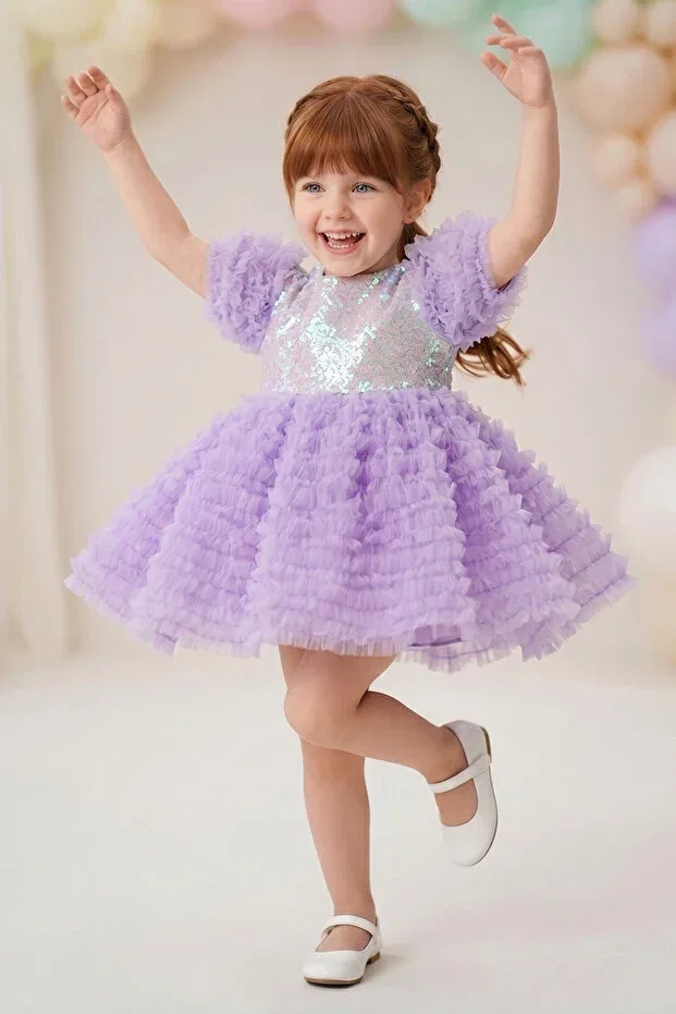 Детское платье для девочек с коротким рукавом Baby Animals, Purple