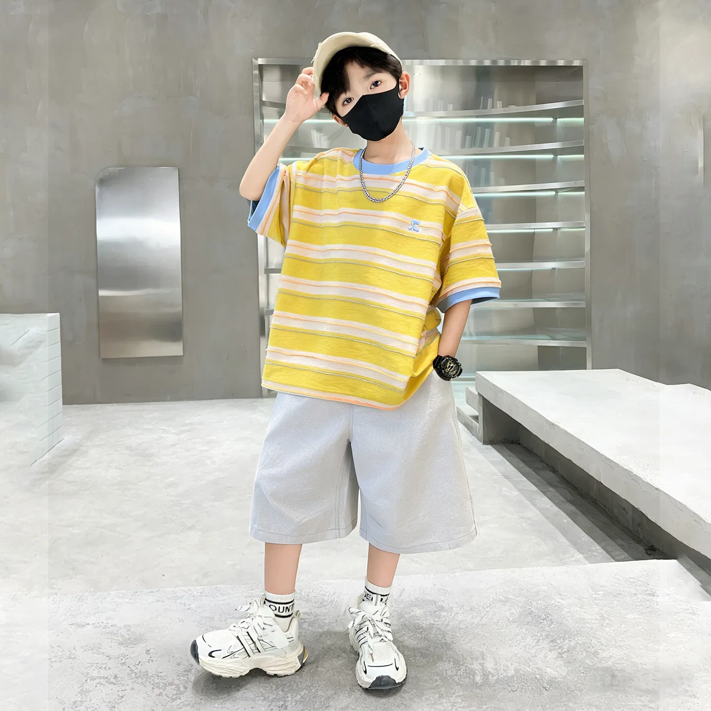 Детский спортивный комплект для мальчиков с принтом MADALLO, Yellow Clothing Sets — фото 4