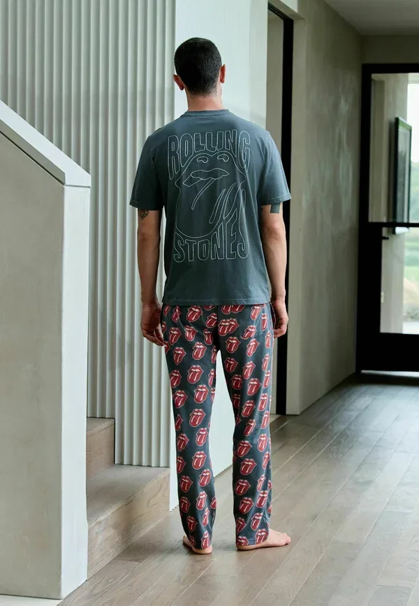 Пижамный набор с принтом Rolling Stones, хлопок, Regular fit, Next, серый, красный — фото 3