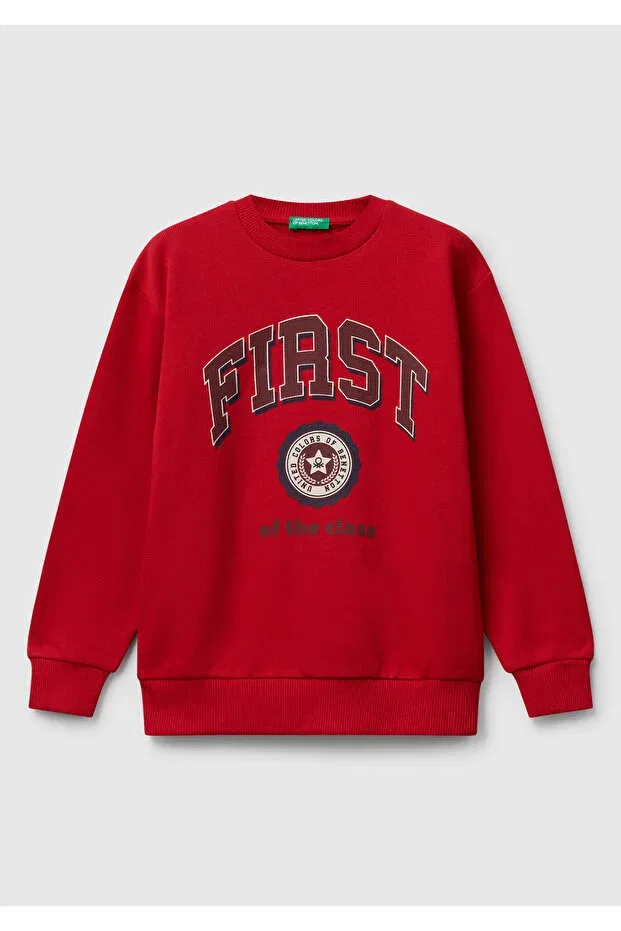 Детские свитшот для мальчиков с принтом Relaxed Fit United Colors Of Benetton, Red