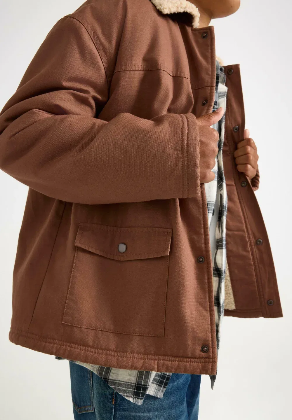 Куртка из парусины с ворсистой подкладкой - легкая куртка Lindex, Brown — фото 4