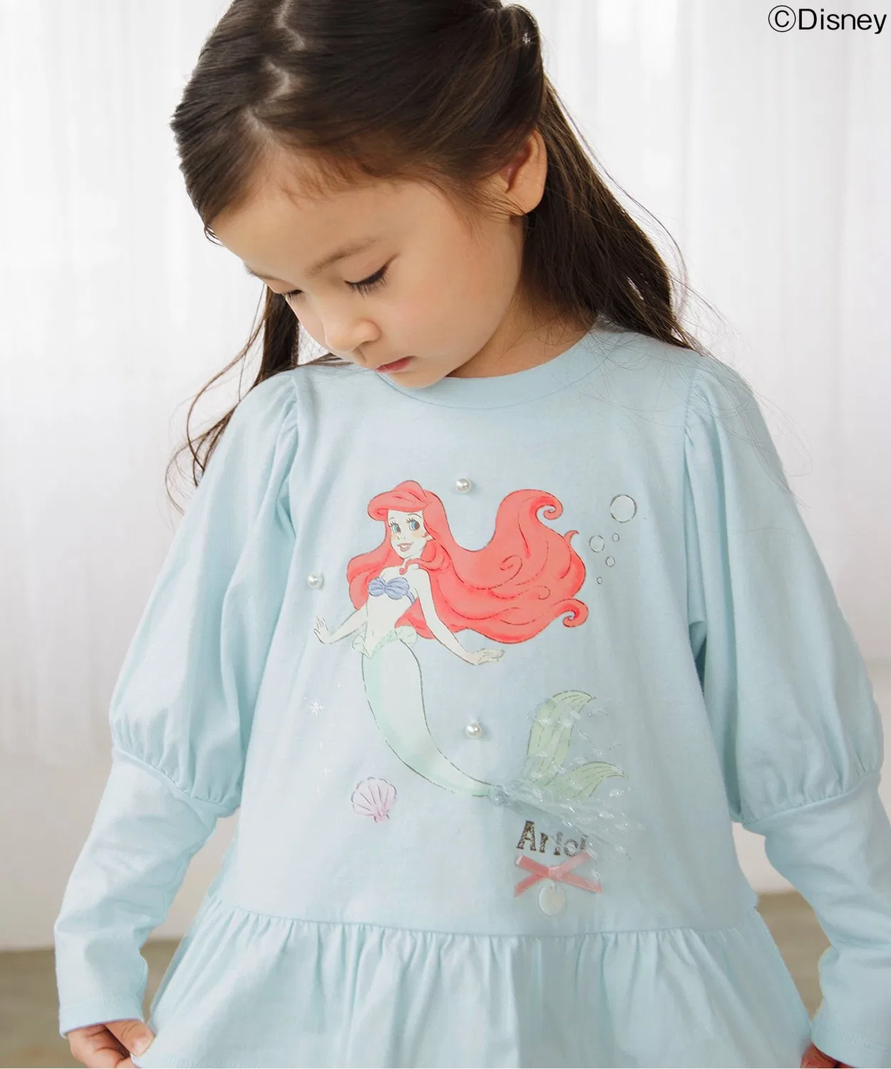 Детская футболка с принтом Disney Princess Ariel Rapunzel, модель Girlie Motif Disney, Sax Blue