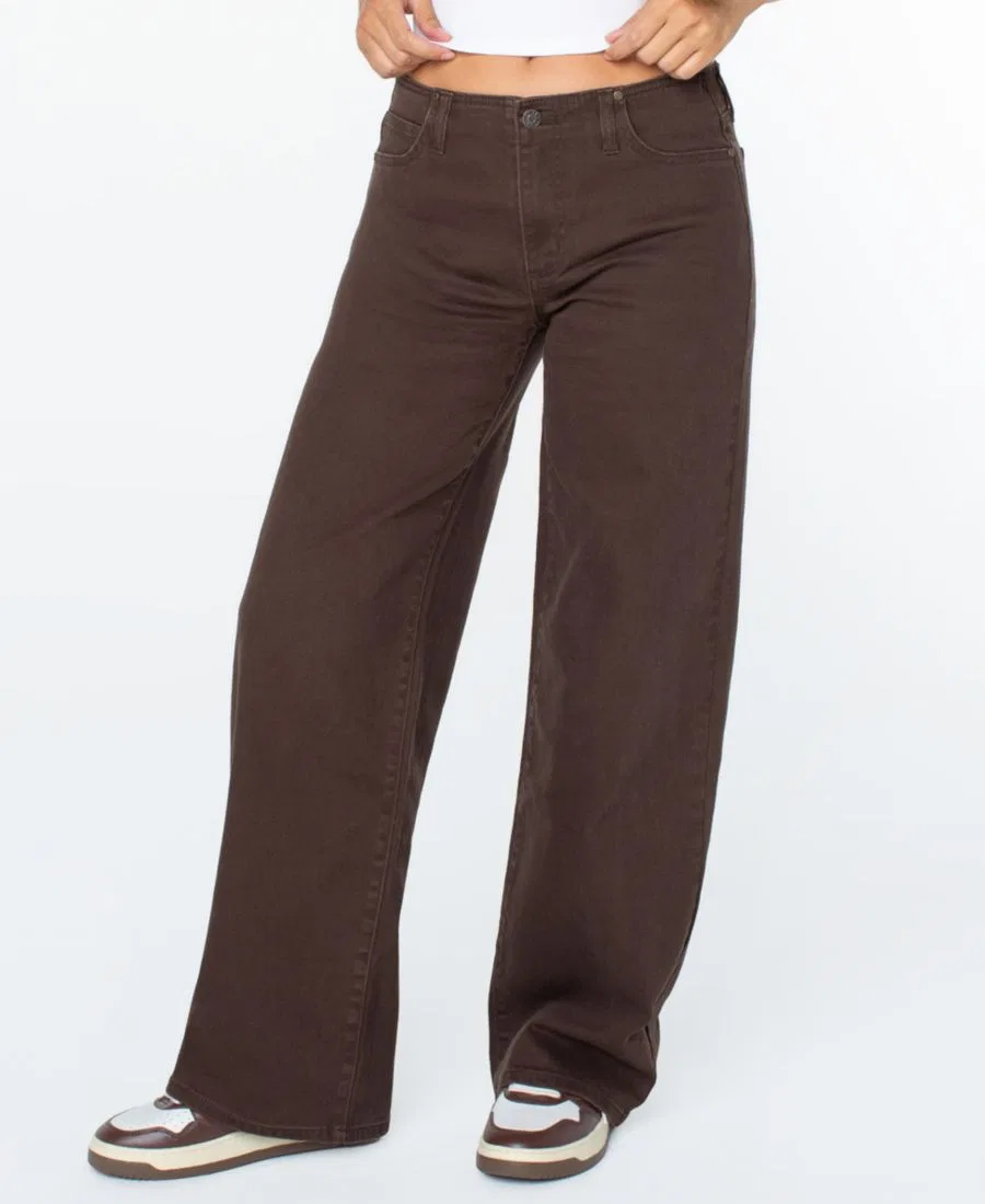 Джинсы женские свободные с завышенной талией, модель No-Waist Mid-Rise Baggy Celebrity Pink, Brown — фото 4