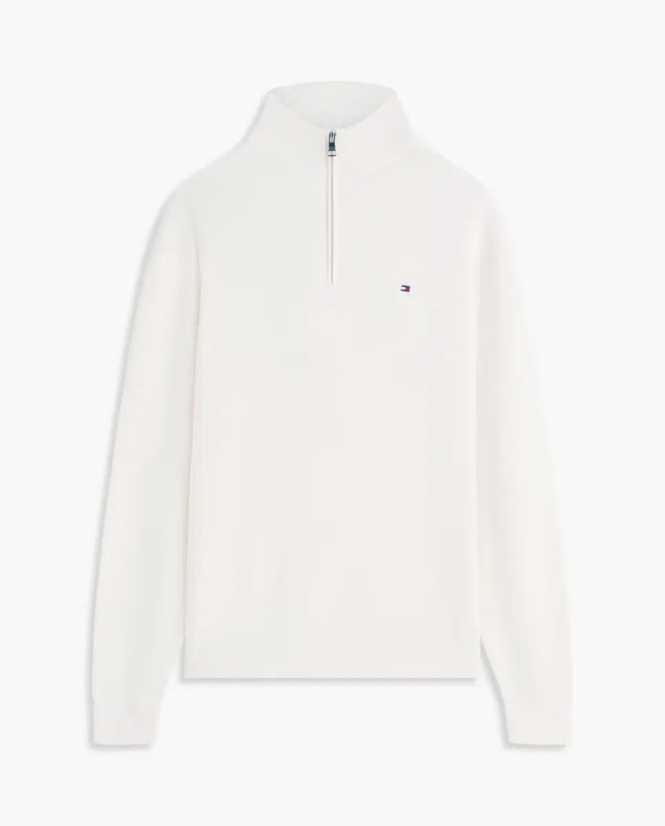 Мужской джемпер с полузастежкой-молнией из органического хлопка Tommy Hilfiger, Blanco Roto — фото 4