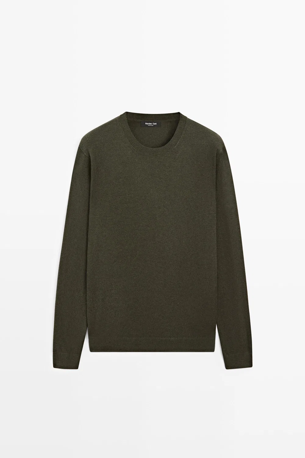 Свитер Massimo Dutti Cotton Blend Knit, зеленый — фото 2