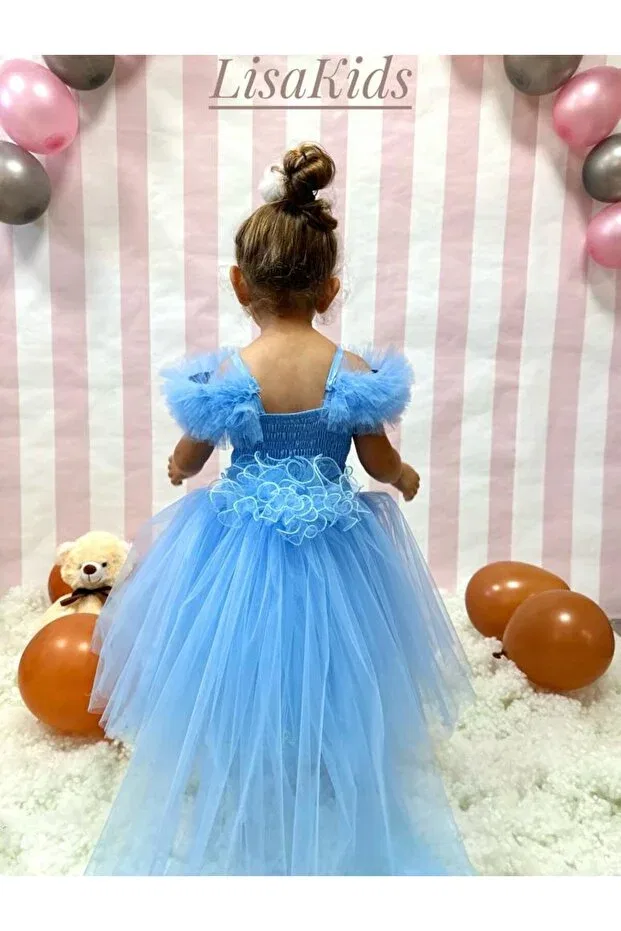 Детское платье для девочек с принтом Lisakids, Babe Blue — фото 3