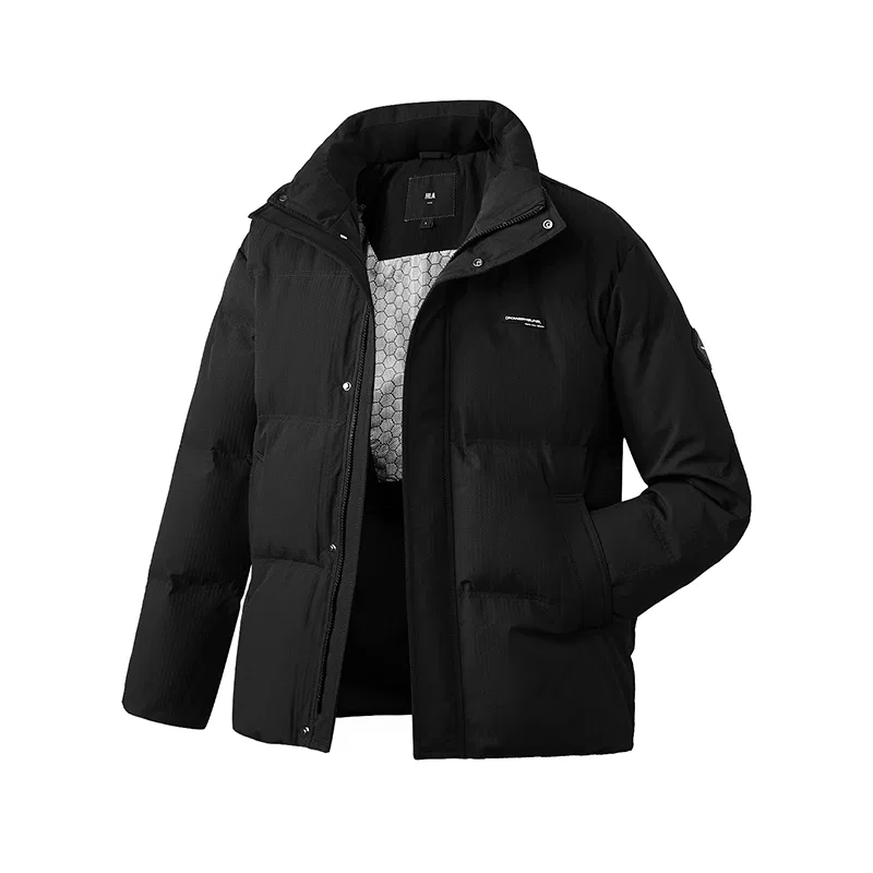 Детский пуховик без капюшона со стойкой, модель HLA Down Jackets Unisex Stand Collar Without Hood Moderate, HLA, Black 3K