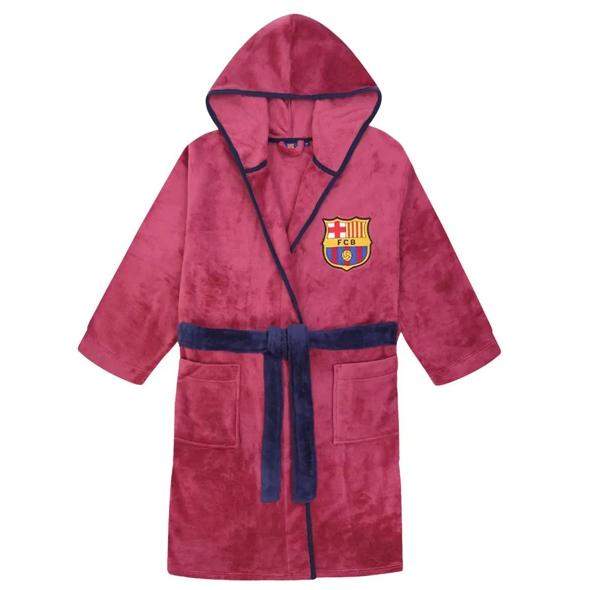 Детский халат из флиса с капюшоном Fc Barcelona, Red