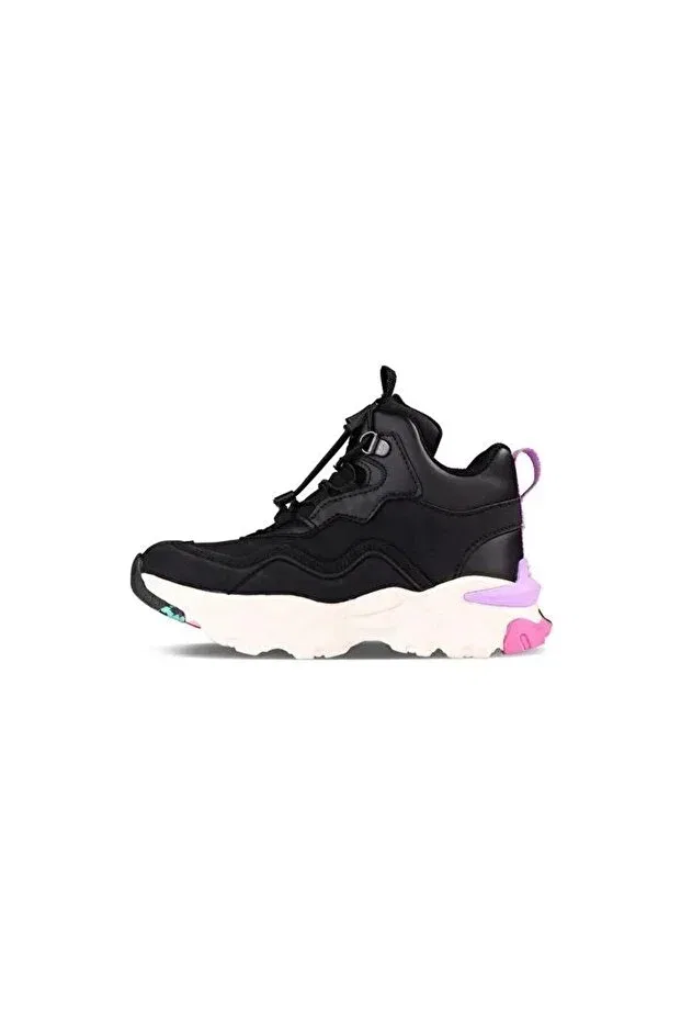 Детские ботинки для девочек на шнуровке Apex Boots Vicco, Black Fluffy — фото 2