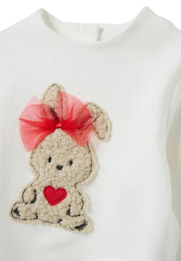 Комплект из свитшота и брюк с бантом, Set with festive detailing, Ovs, White, белый/синий — фото 3