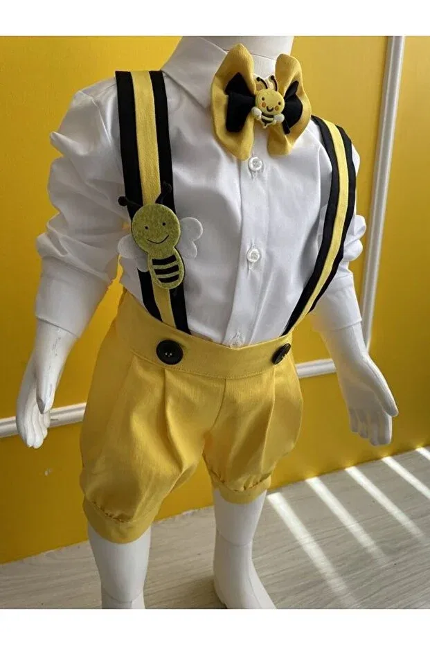 Детский комбинезон-шорты с принтом Bee Concept Tubibebe, Yellow Black — фото 4