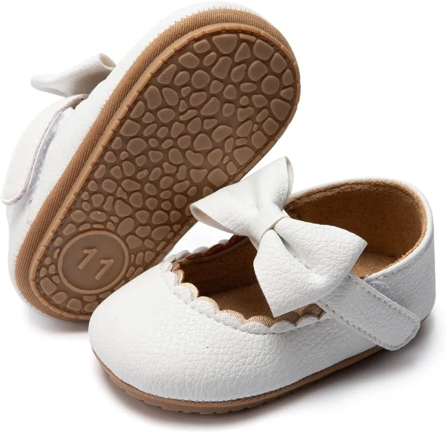 Детские туфли Мэри Джейн для девочек с бантом Princess Bowknot Wedding Newborn Dress Shoes, White