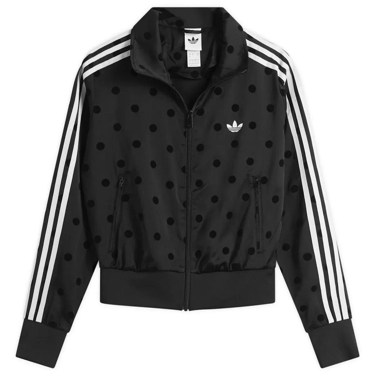 Женская куртка из атласа с принтом в горошек Polka Dot Firebird Tracktop Adidas, Black