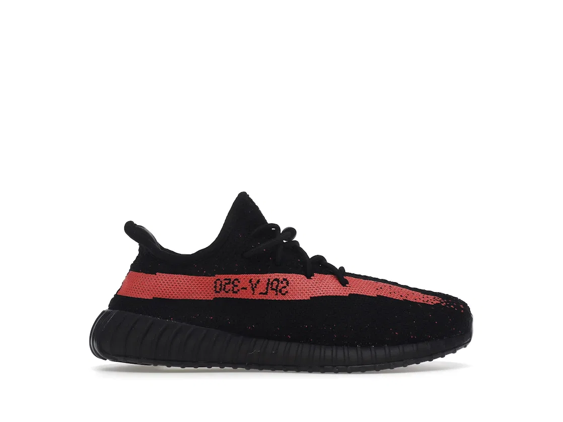 Детские кроссовки Lifestyle с полоской Adidas Yeezy Boost 350 V2, Core Black Red Core Black