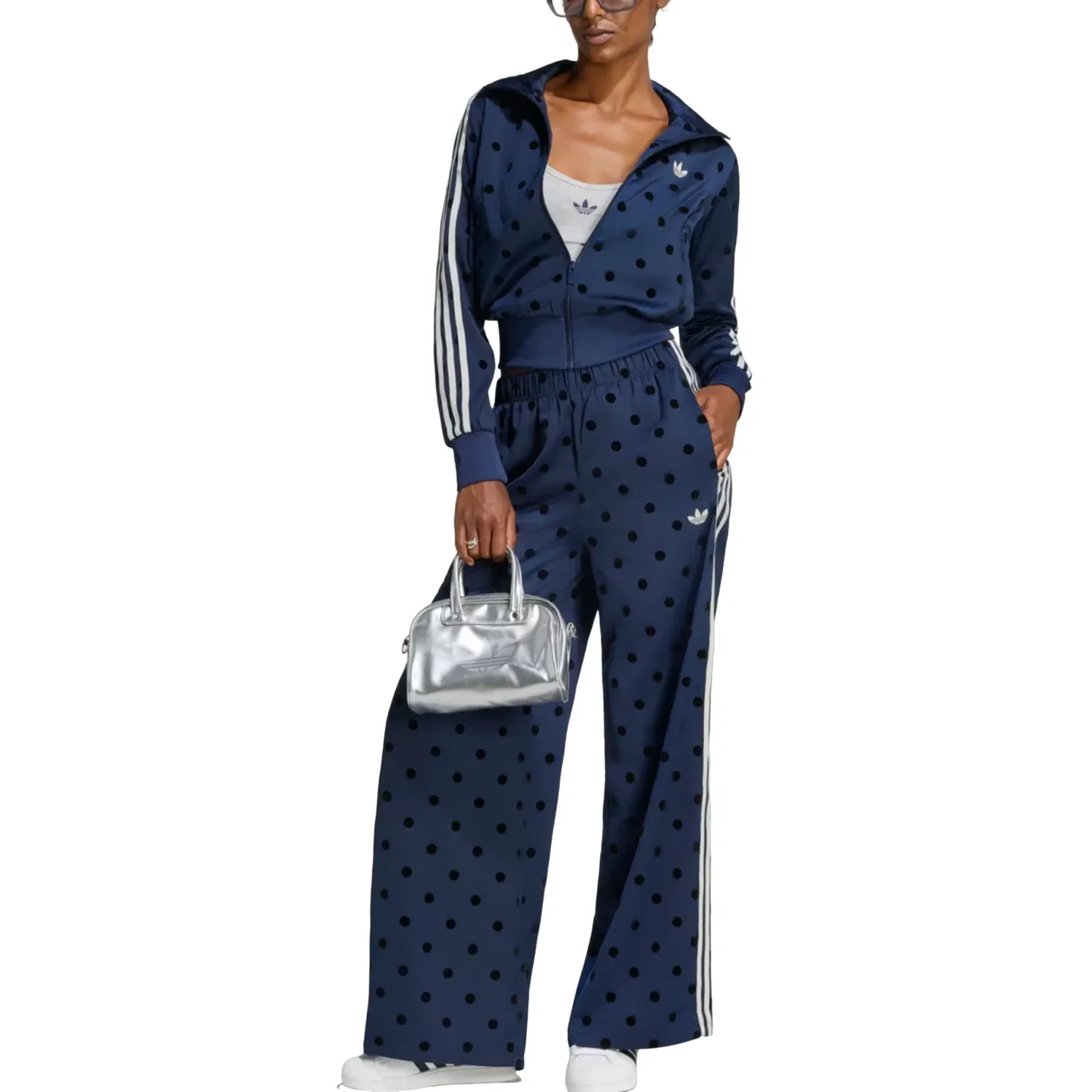 Женская куртка Satin Polka Dots TT Track Top Asia Sizing 'Night Indigo' adidas, Night Indigo — фото 3
