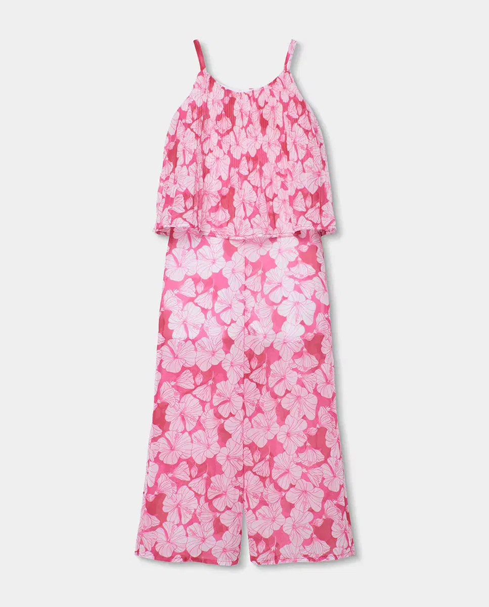 Детский комбинезон для девочек цветочный Mono gasa estampada Boboli, Rosa