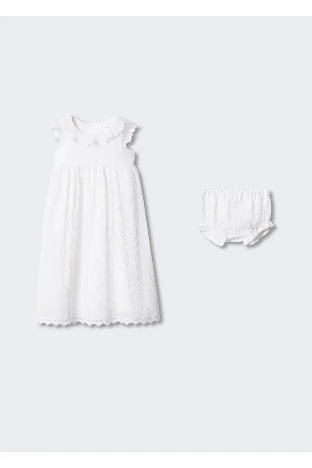 Детское платье для девочек с воротником-питер пэн Mango Woman, Off White