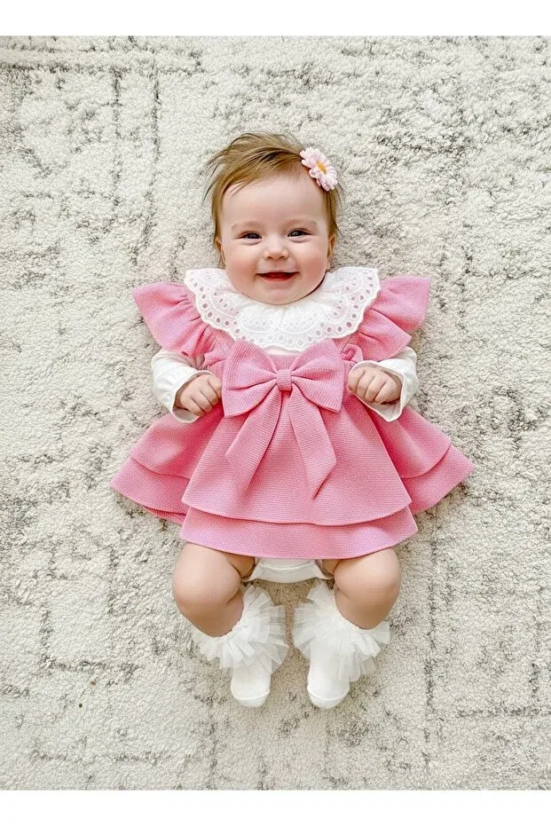 Детское платье-джемпер для девочек хлопковое Luana Jumper Dress Bow Jammybaby, Pink