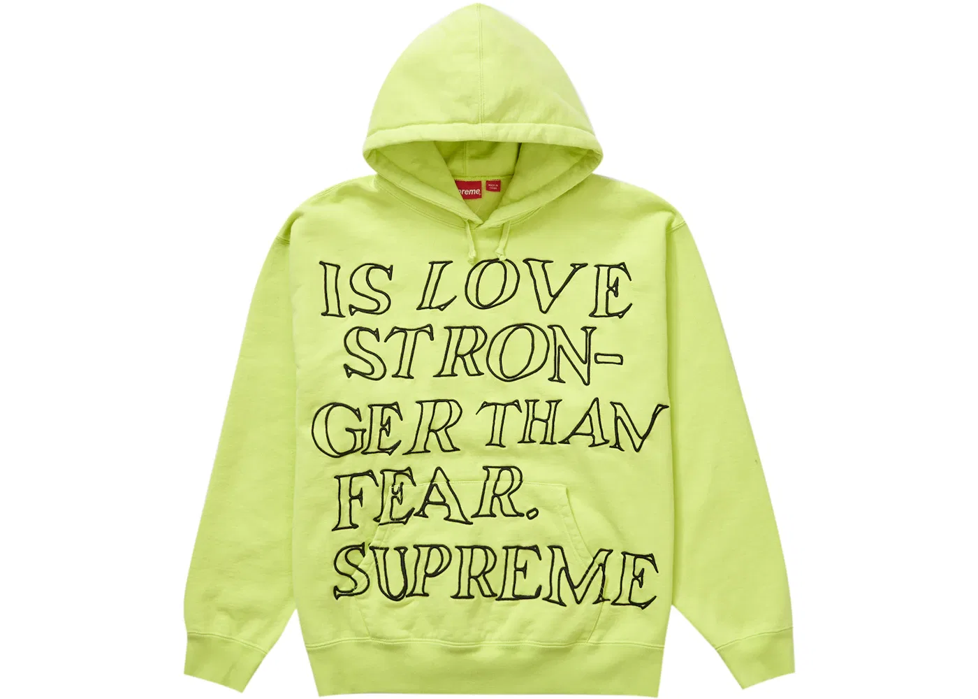 Мужская худи с длинным рукавом Supreme Stronger Than Fear, Lime