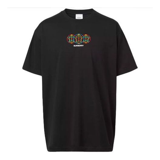 

Футболка men's embroidered pattern loose short sleeve black Burberry, черный