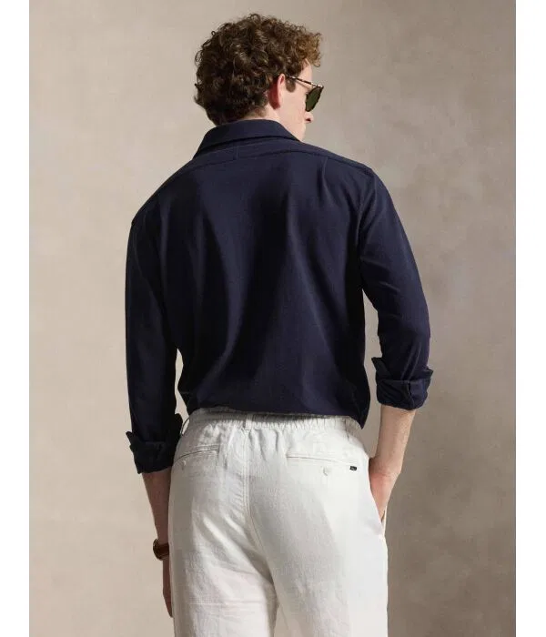 Мужская рубашка хлопковая Regular Fit Polo Ralph Lauren, Blu Marino — фото 3