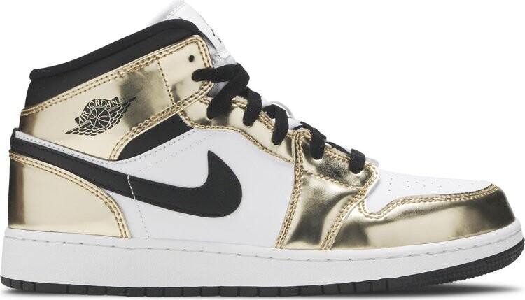 

Кроссовки Air Jordan 1 Mid SE GS Metallic Gold, золотой, Желтый;серый, Кроссовки Air Jordan 1 Mid SE GS Metallic Gold, золотой