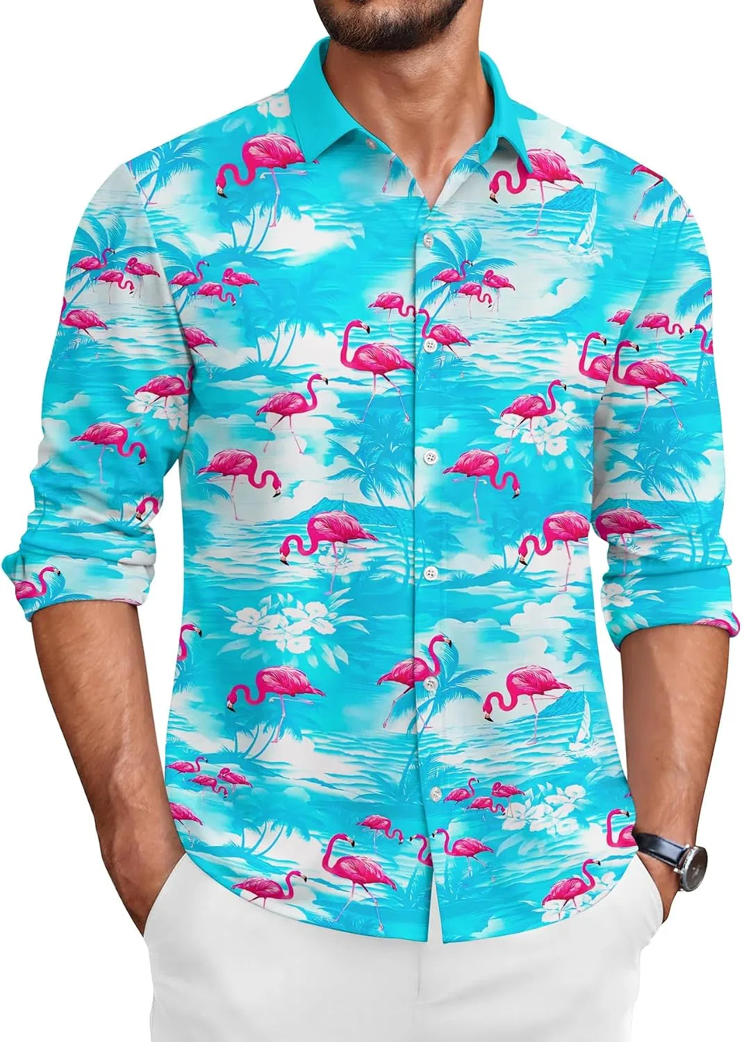 Мужская рубашка с длинным рукавом Blue Flamingo — фото 2