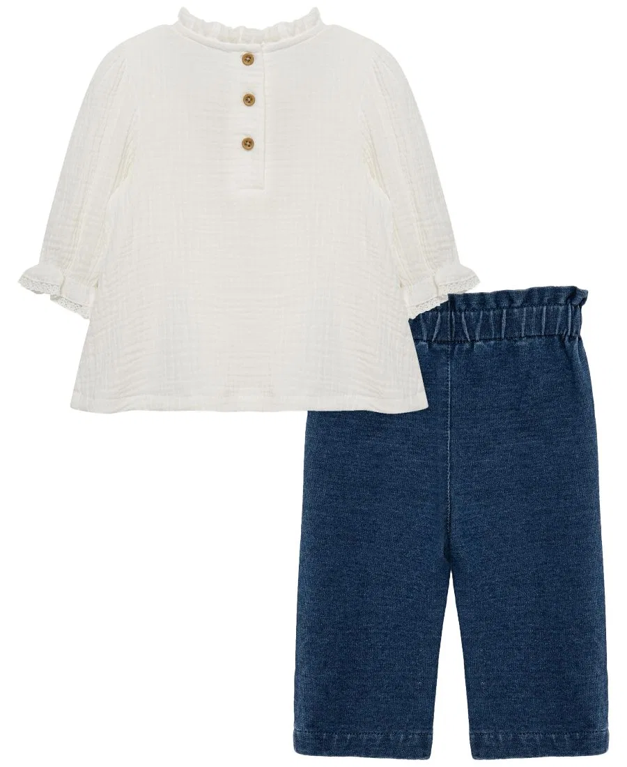 Комплект из туники и брюк Blossoms Tunic Little Me, Denim White — фото 2