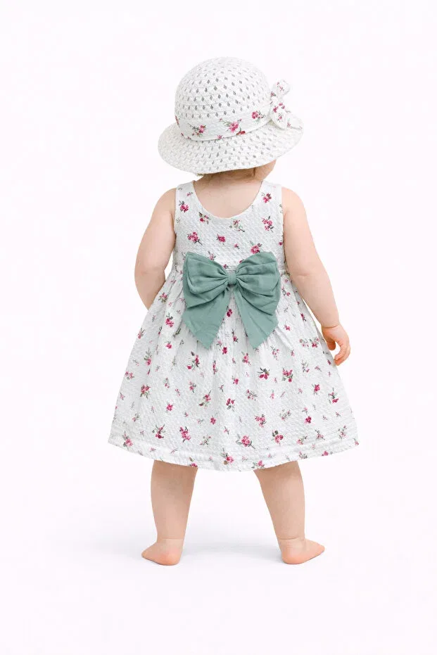 Детское платье для девочек хлопковое комплект с принтом Chicsy Baby, Fuchsia — фото 2