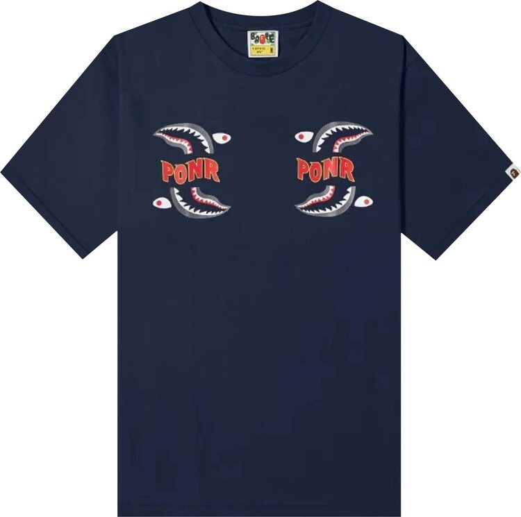 

Футболка BAPE Shark PONR Relaxed Fit Tee 'Navy', синий